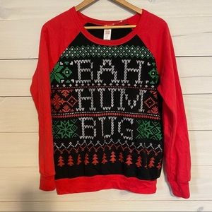 HOLIDAY TIME Bah Humbug glittery Christmas sweatshirt sz L